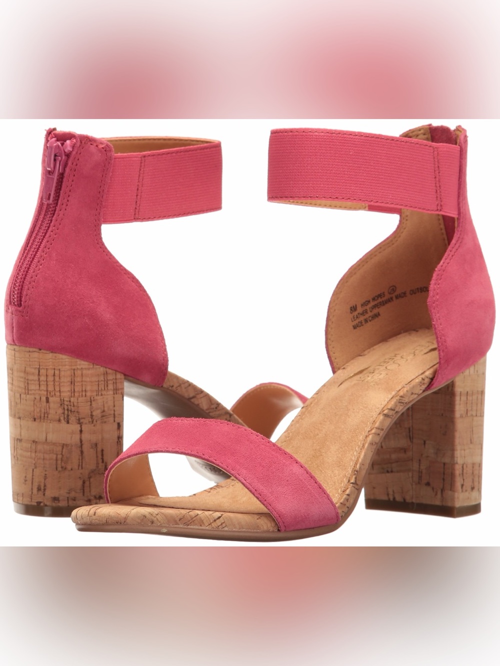 AEROSOLES Pink Suede Open-Toe Ankle Strap Heels